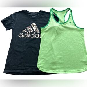 Adidas shirts black and green size S